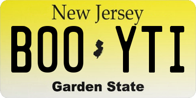 NJ license plate B00YTI