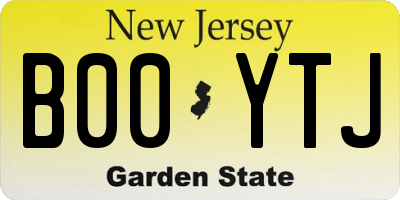 NJ license plate B00YTJ