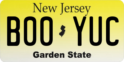 NJ license plate B00YUC
