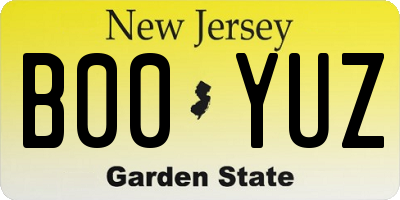 NJ license plate B00YUZ