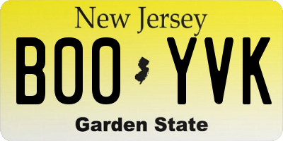 NJ license plate B00YVK