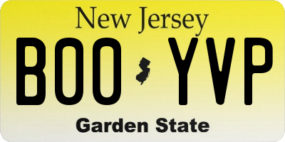 NJ license plate B00YVP