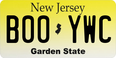 NJ license plate B00YWC