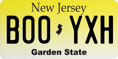 NJ license plate B00YXH