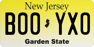 NJ license plate B00YXO