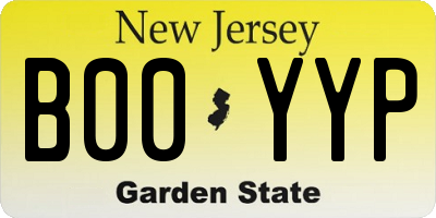 NJ license plate B00YYP