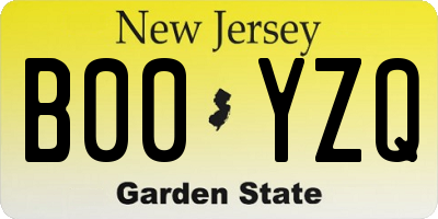 NJ license plate B00YZQ