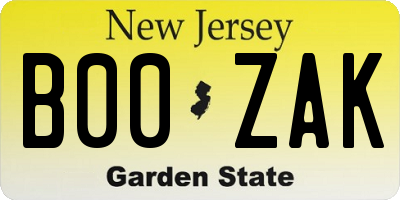 NJ license plate B00ZAK