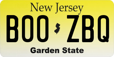 NJ license plate B00ZBQ
