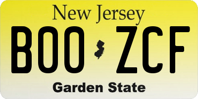 NJ license plate B00ZCF