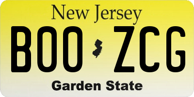 NJ license plate B00ZCG