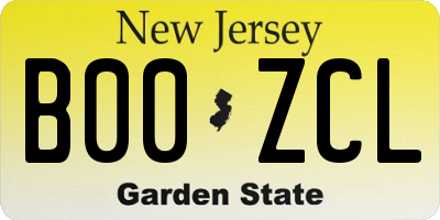 NJ license plate B00ZCL
