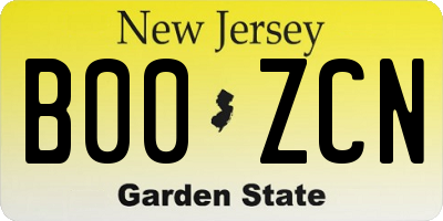 NJ license plate B00ZCN