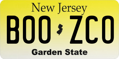 NJ license plate B00ZCO