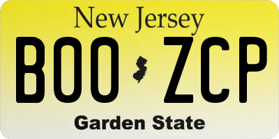 NJ license plate B00ZCP