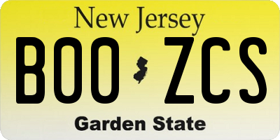 NJ license plate B00ZCS