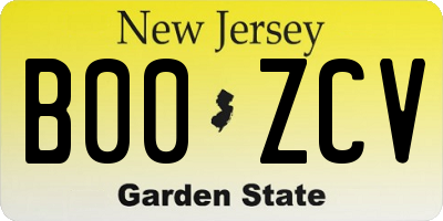 NJ license plate B00ZCV