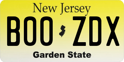 NJ license plate B00ZDX