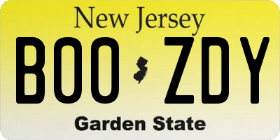 NJ license plate B00ZDY