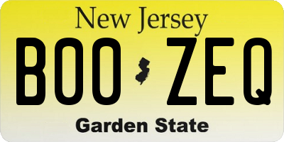 NJ license plate B00ZEQ