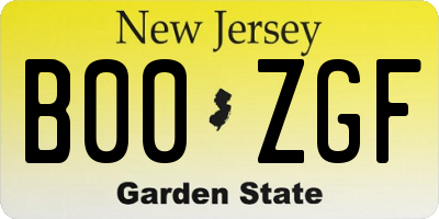 NJ license plate B00ZGF