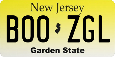NJ license plate B00ZGL