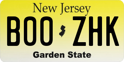 NJ license plate B00ZHK