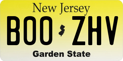 NJ license plate B00ZHV