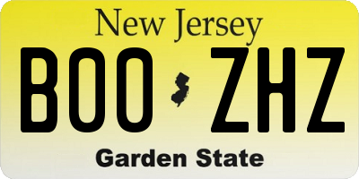 NJ license plate B00ZHZ