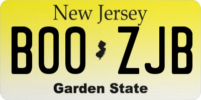 NJ license plate B00ZJB