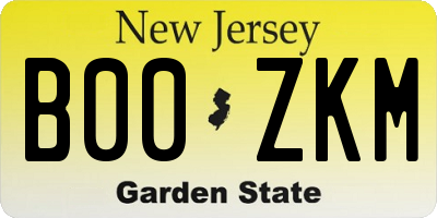 NJ license plate B00ZKM
