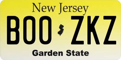 NJ license plate B00ZKZ
