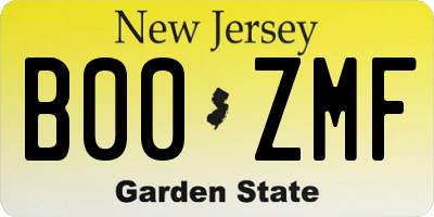 NJ license plate B00ZMF