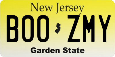 NJ license plate B00ZMY