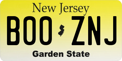NJ license plate B00ZNJ