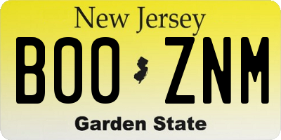NJ license plate B00ZNM