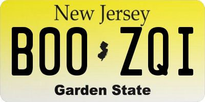NJ license plate B00ZQI