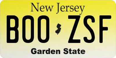 NJ license plate B00ZSF