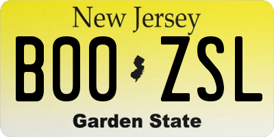 NJ license plate B00ZSL