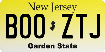 NJ license plate B00ZTJ
