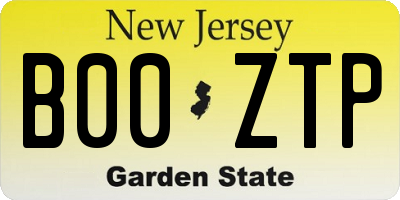 NJ license plate B00ZTP