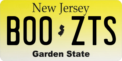 NJ license plate B00ZTS