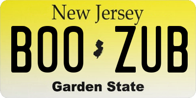 NJ license plate B00ZUB