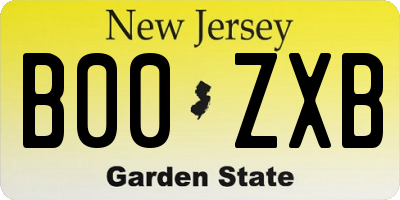 NJ license plate B00ZXB