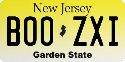 NJ license plate B00ZXI