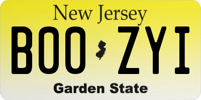 NJ license plate B00ZYI