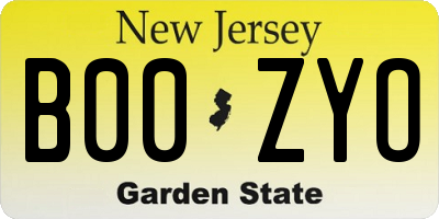 NJ license plate B00ZYO