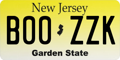NJ license plate B00ZZK