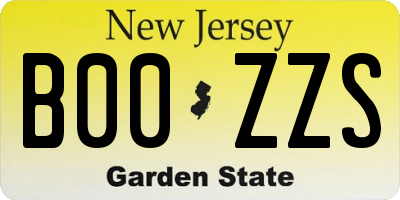 NJ license plate B00ZZS