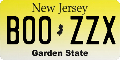 NJ license plate B00ZZX